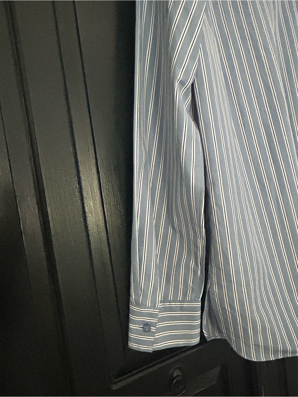 Lafayette 148 Harbor Blue Multi Stripe Button Down Shirt in Cotton Size Medium - Picture 5 of 10